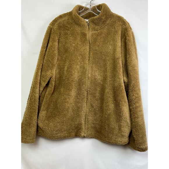 Le Moda Womens Large Oatmeal Teddy Style Sherpa Zip Front Jacket - Picture 1 of 6